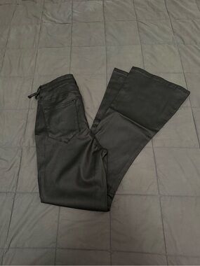 black leather pants with adjustable waist #leather #biker belt loops torn